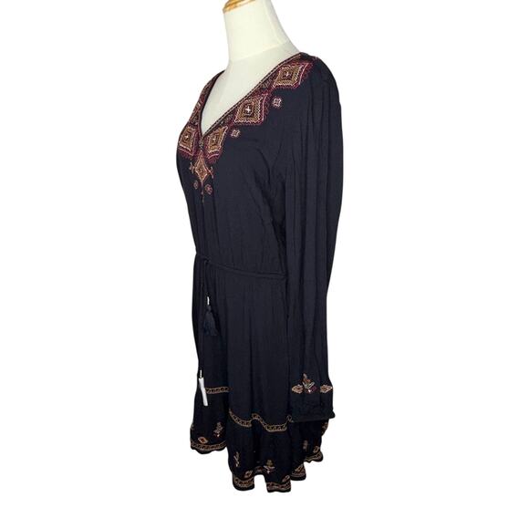 NWT Idyllwind Black Hurst Western Long Sleeve Midi V Neck Dress Size Large - Picture 4 of 12